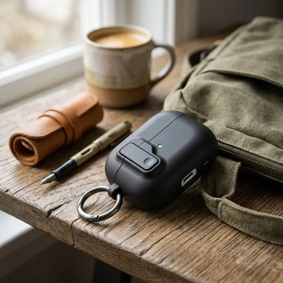NuveX Beschermhoes AirPods 4 - Sleutelring - Zwart