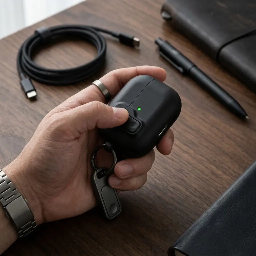 NuveX Beschermhoes AirPods 4 - Sleutelring - Zwart