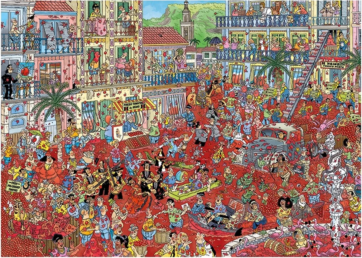 Jan van Haasteren La Tomatina Puzzel 1000 Stuks - Multicolor