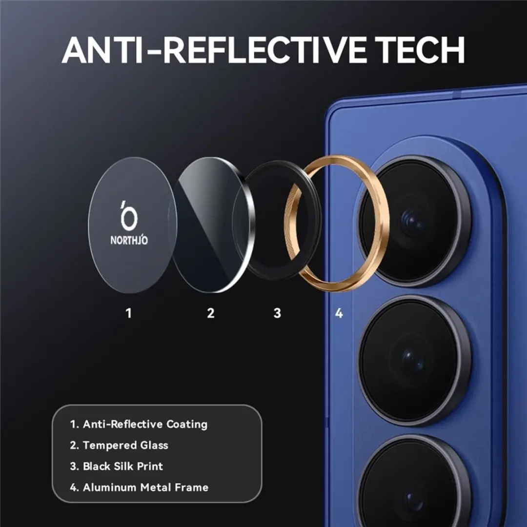 NORTHJO Galaxy Z Fold 8 Ultra Camera Lens Protector - Goud - 8721389807302 - afbeelding 6 van 6