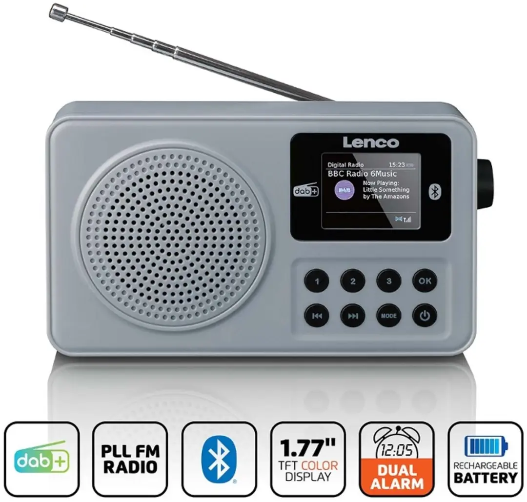 Lenco PDR-034GY Draagbare DAB+/FM Radio - Grijs
