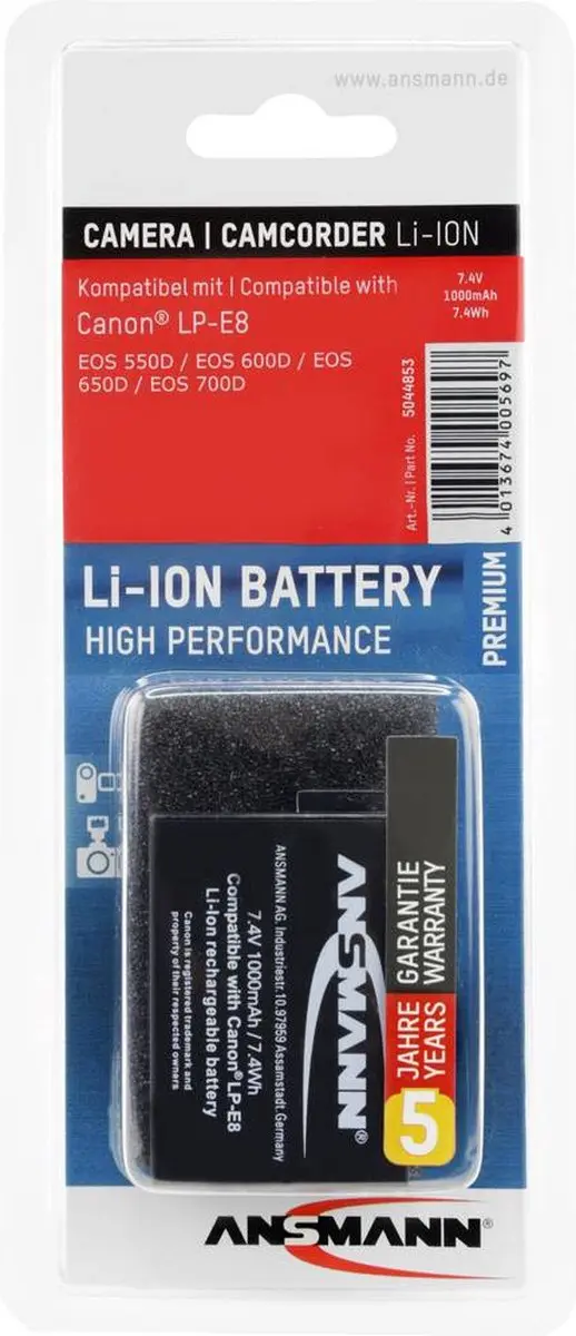 Ansmann LP-E8 Li-ion Accu 1000mAh