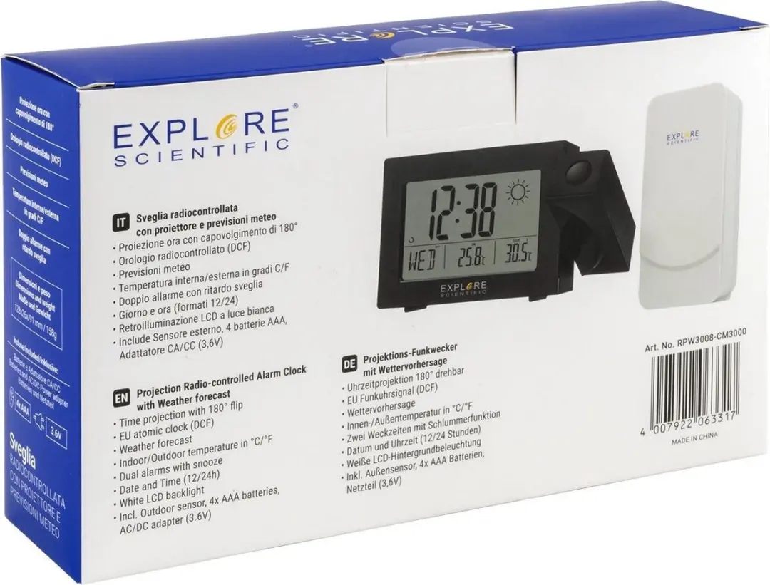 Bresser RDW3008 Radio Projectiewekker - Zwart - afbeelding 6 van 6