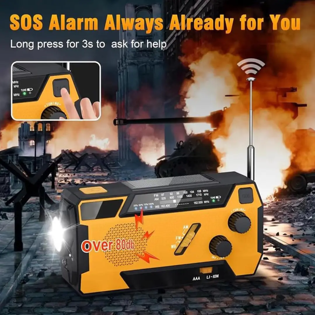 ECTEATOY Noodradio Solar & Powerbank - 7.5W - Oranje - afbeelding 3 van 6