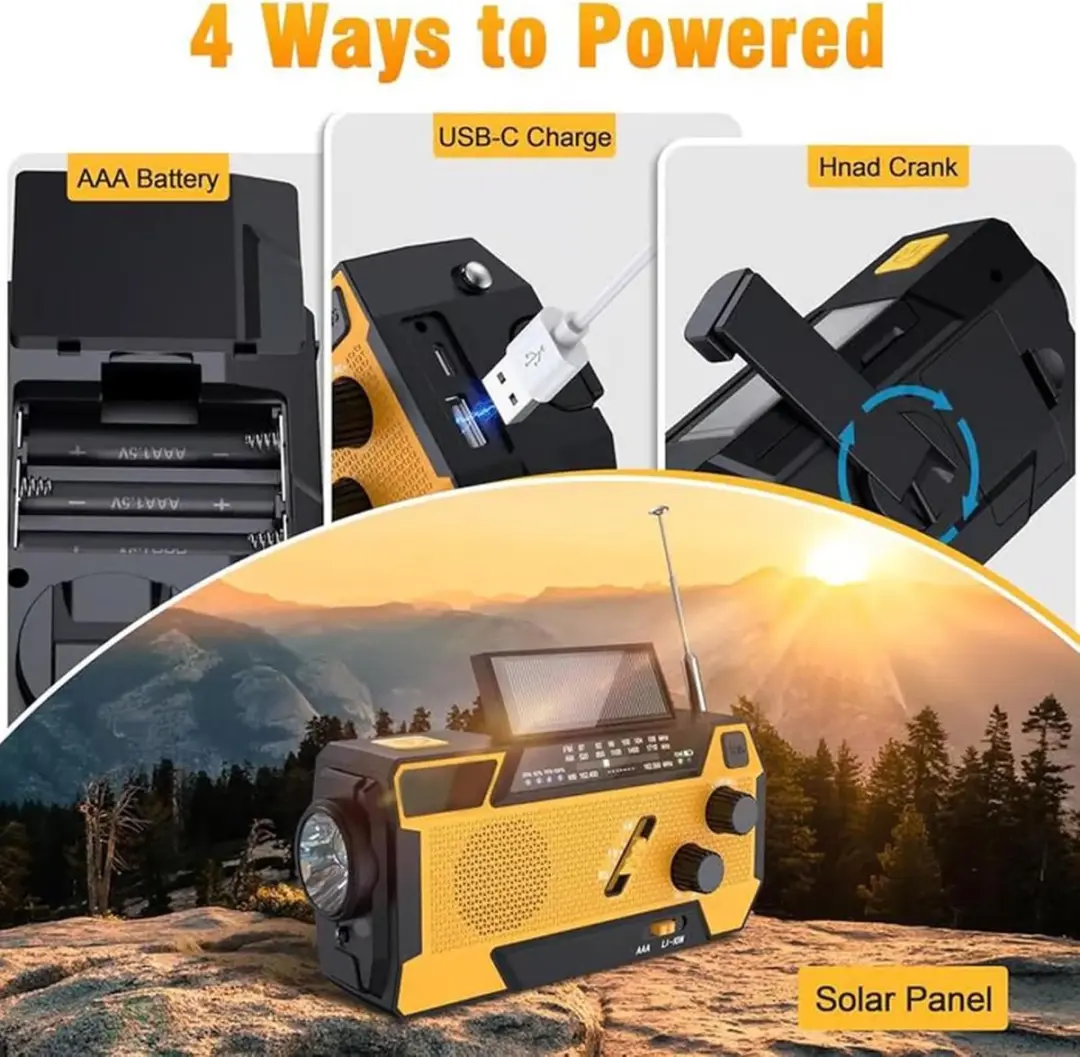 ECTEATOY Noodradio Solar & Powerbank - 7.5W - Oranje - afbeelding 5 van 6