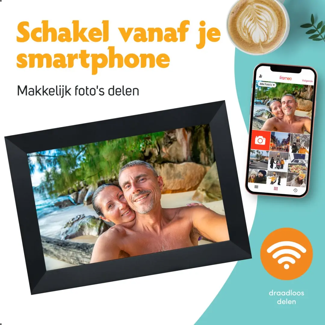 Pora&Co Digitale Fotolijst 8 inch - Zwart