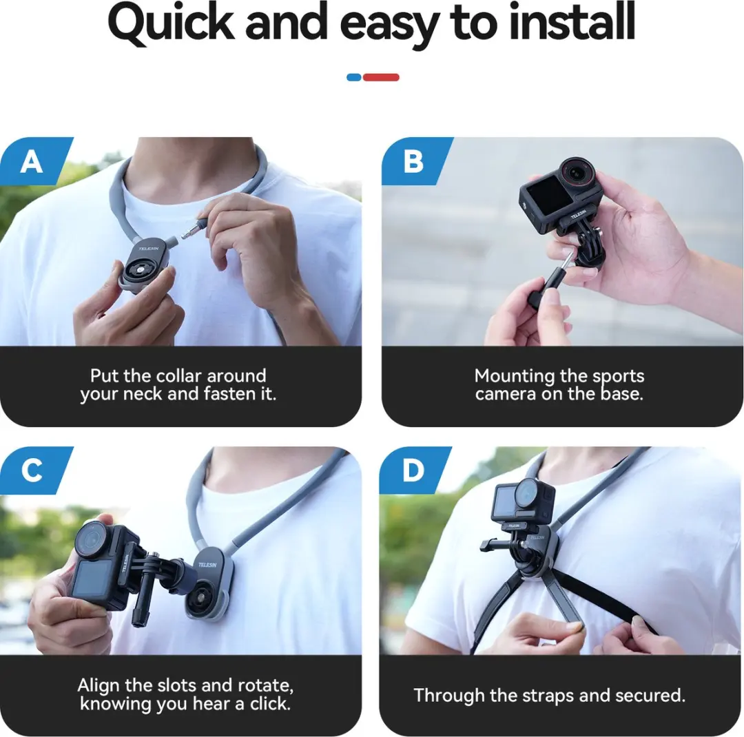 Telesin Neck Mount Quick Release T-S2-HNB-004 - GoPro - Zwart - afbeelding 3 van 6