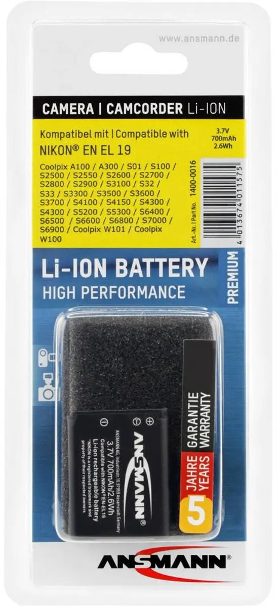 Ansmann A-Nik EN-EL19 Li-ion Accu 700mAh - 3,7V