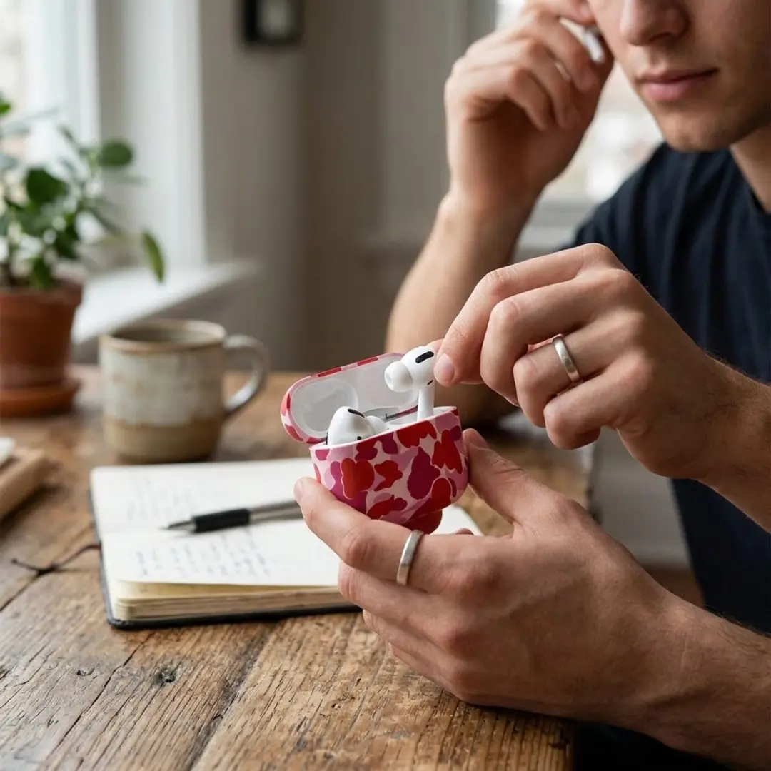 NUVEX Hoesje AirPods Pro 2 - Rode Roos - Camouflage