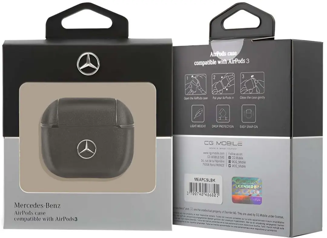Mercedes-Benz Leather Case Apple AirPods 3e generatie - Zwart