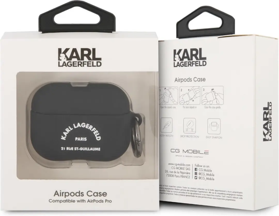 Karl Lagerfeld AirPods Pro Case KLACAPSILRSGBK - Zwart