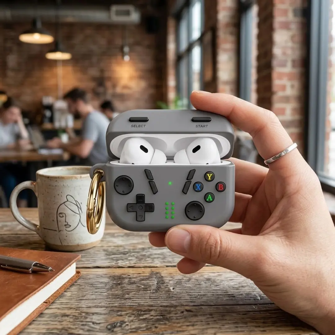 NUVEX AirPods Pro 2 Hoesje - Geavanceerd Grijs - Game Controller Design