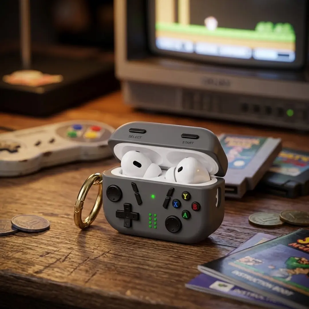 NUVEX AirPods Pro 2 Hoesje - Geavanceerd Grijs - Game Controller Design