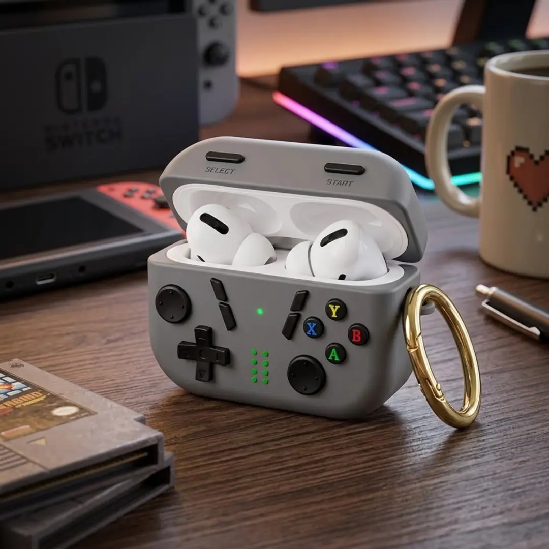 NUVEX AirPods Pro 2 Hoesje - Geavanceerd Grijs - Game Controller Design