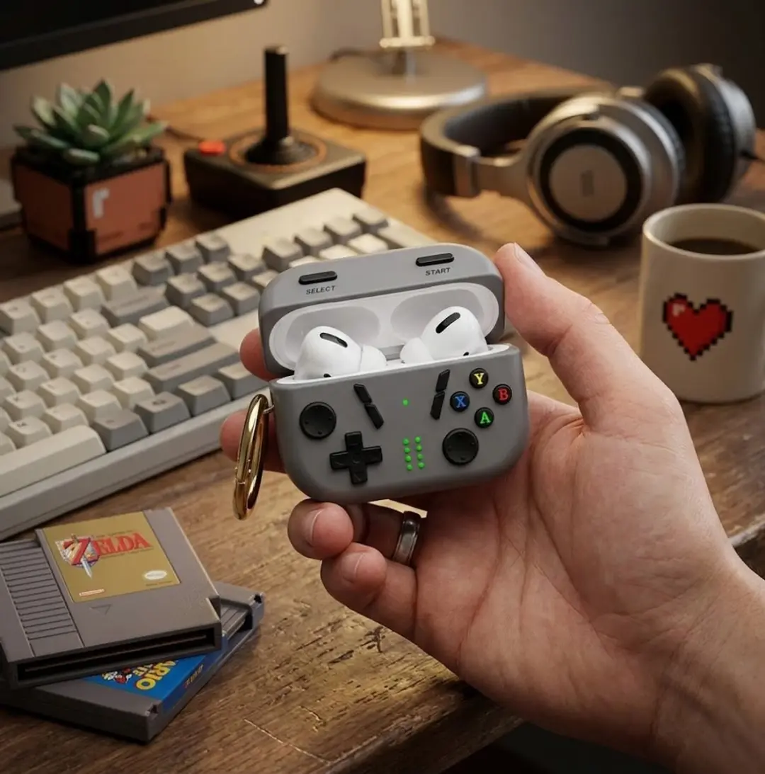 NUVEX AirPods Pro 2 Hoesje - Geavanceerd Grijs - Game Controller Design
