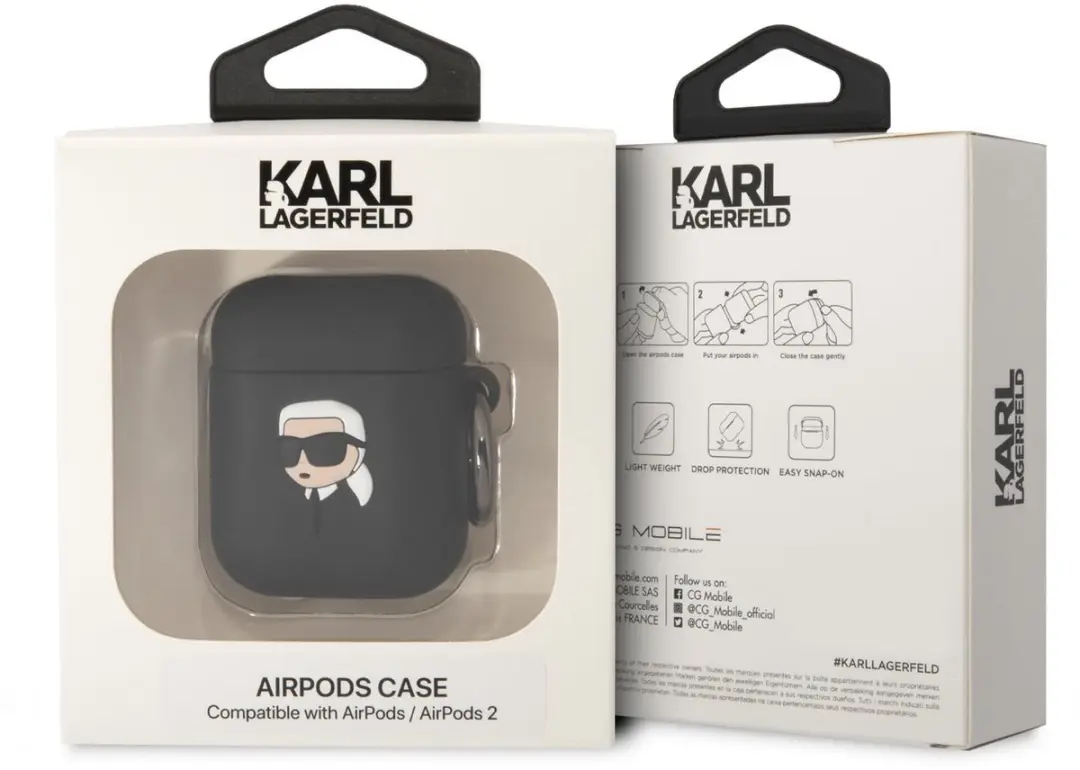 Karl Lagerfeld KLA2RUNIKK Hoesje AirPods 1/2 - Zwart