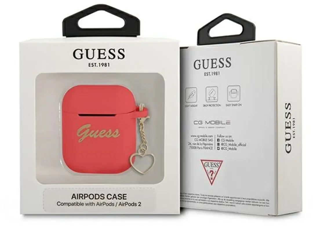 GUESS Heart Silicone Hoesje - Apple AirPods 1/2 - Groen