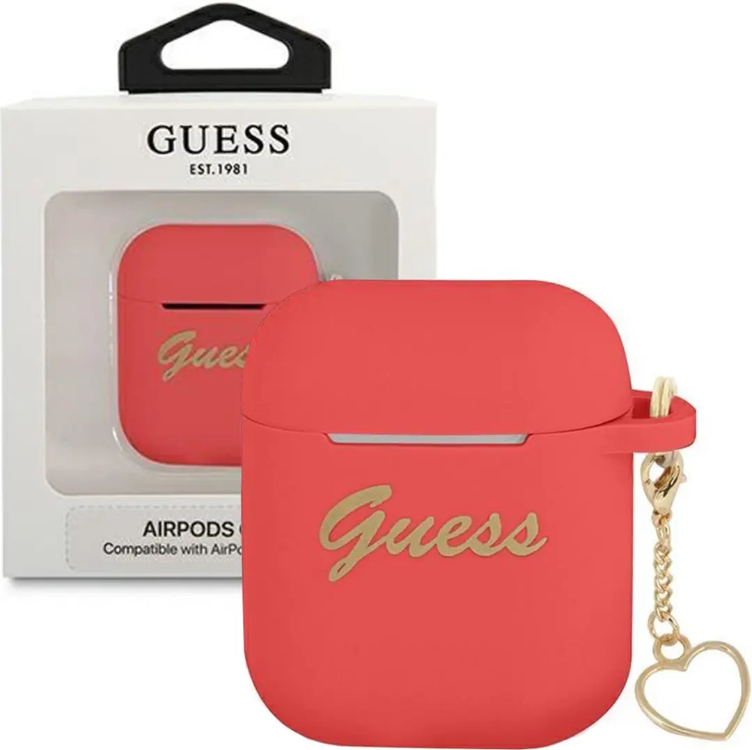 GUESS Heart Silicone Hoesje - Apple AirPods 1/2 - Groen