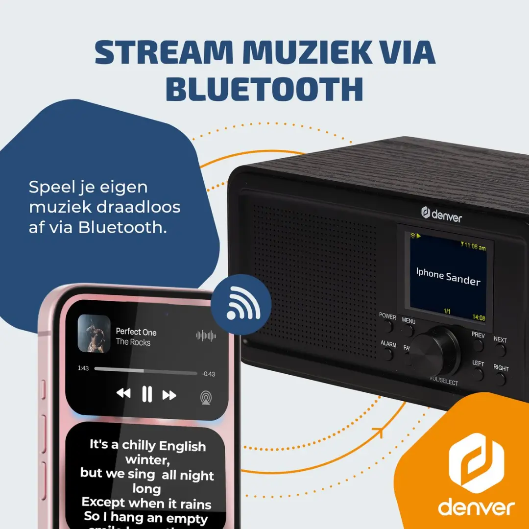 Denver DIR200 Internetradio - DAB/FM/BT - 10W - Donkerbruin