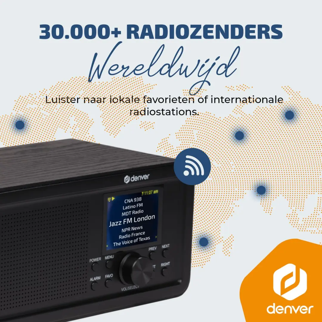 Denver DIR200 Internetradio - DAB/FM/BT - 10W - Donkerbruin