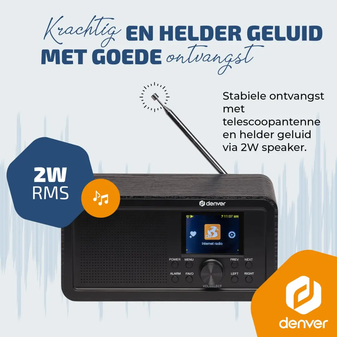 Denver DIR200 Internetradio - DAB/FM/BT - 10W - Donkerbruin