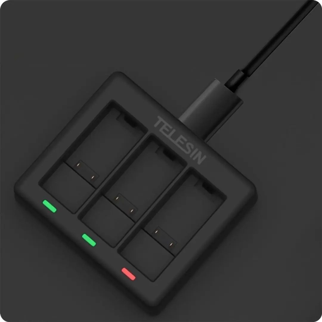 Telesin Triple Oplader GoPro Hero 13 - 3x Accu - Zwart - afbeelding 3 van 6