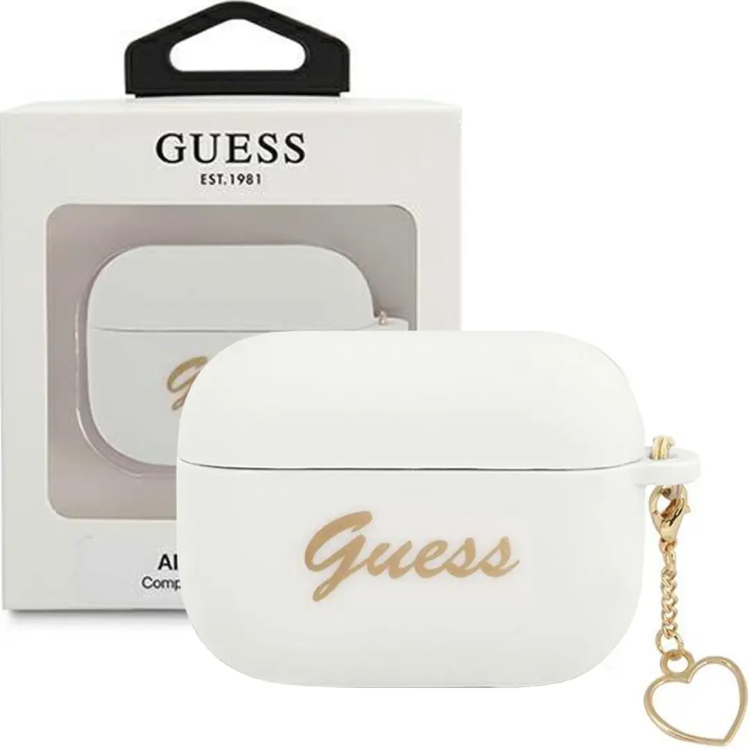 GUESS Heart Silicone Case 3666339039134 - Apple AirPods Pro (1e Gen) - Wit