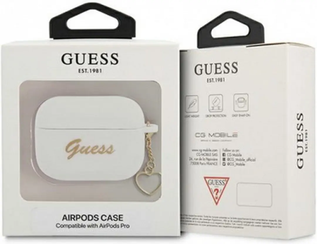GUESS Heart Silicone Case 3666339039134 - Apple AirPods Pro (1e Gen) - Wit