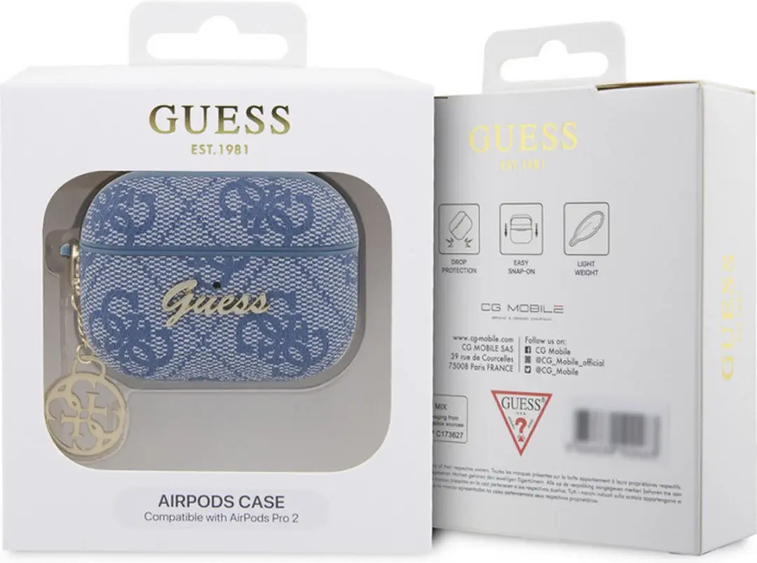 Guess 4G PU Leather Case Apple AirPods Pro 2 - Blauw