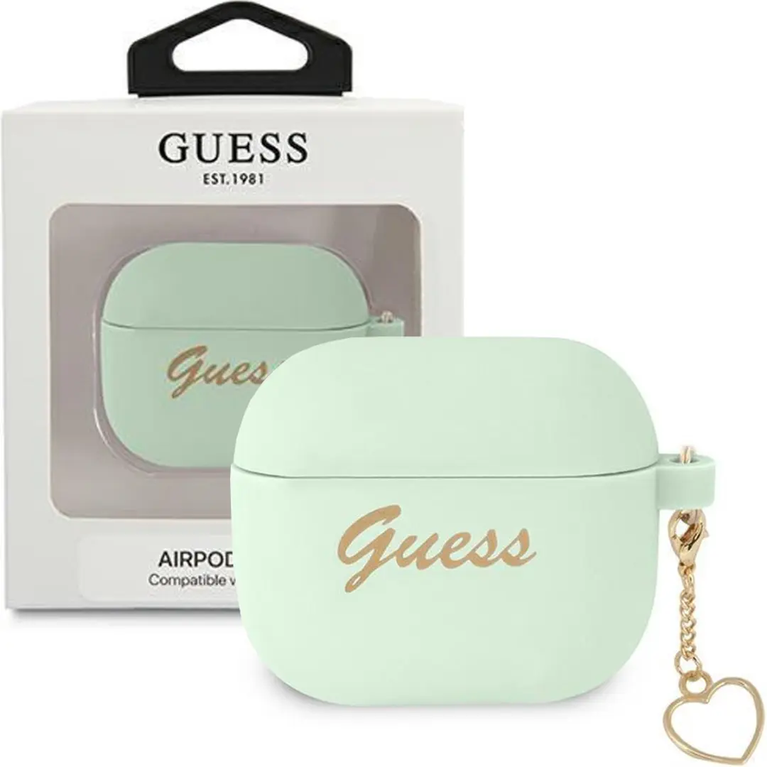 GUESS Silicone Heart Charm Case Apple AirPods 3 - Groen