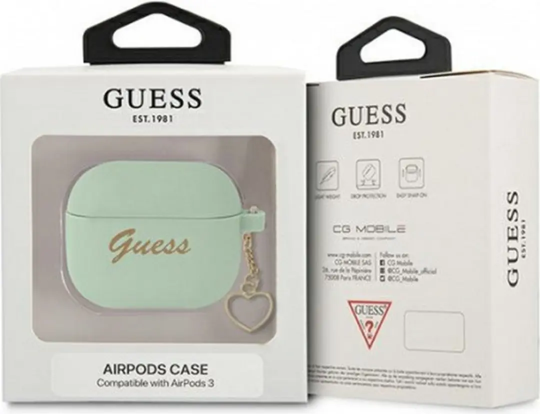 GUESS Silicone Heart Charm Case Apple AirPods 3 - Groen