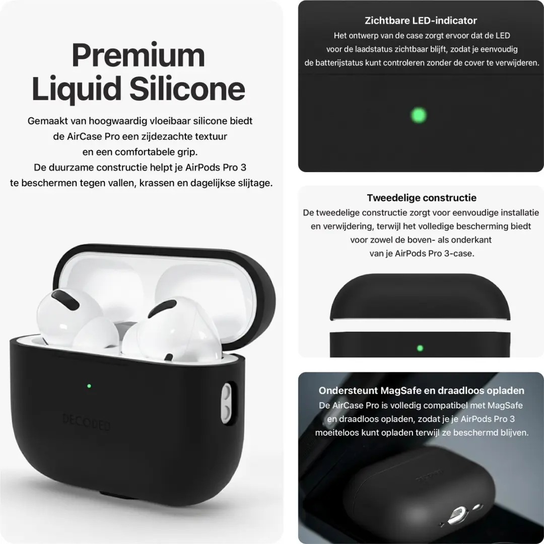 Decoded Siliconen Hoesje AirPods Pro 3 - Zwart