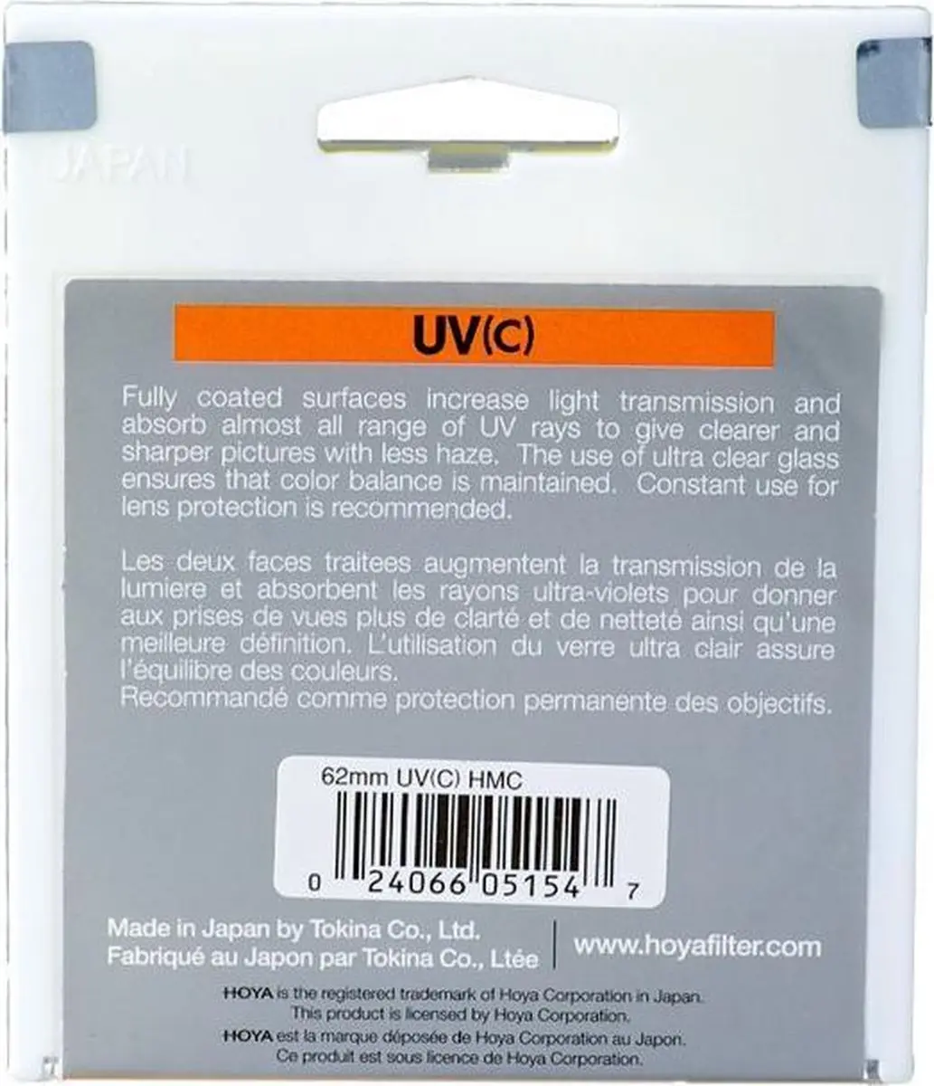 Hoya UV HMC+ HO-UVCH52 Filter 52mm - Transparant/Zwart