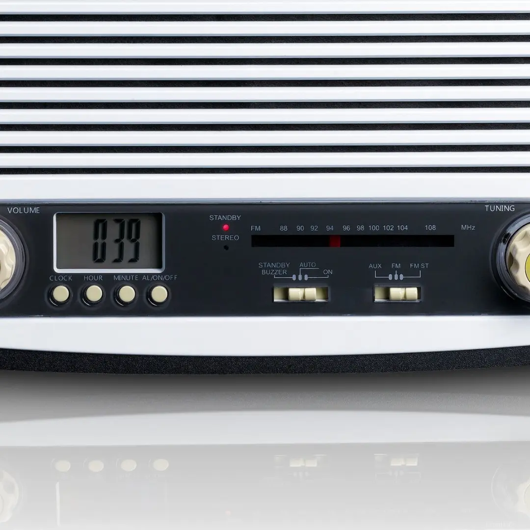 Lenco SR-02GY Radio met wekker - Retro look - Wit-Grijs