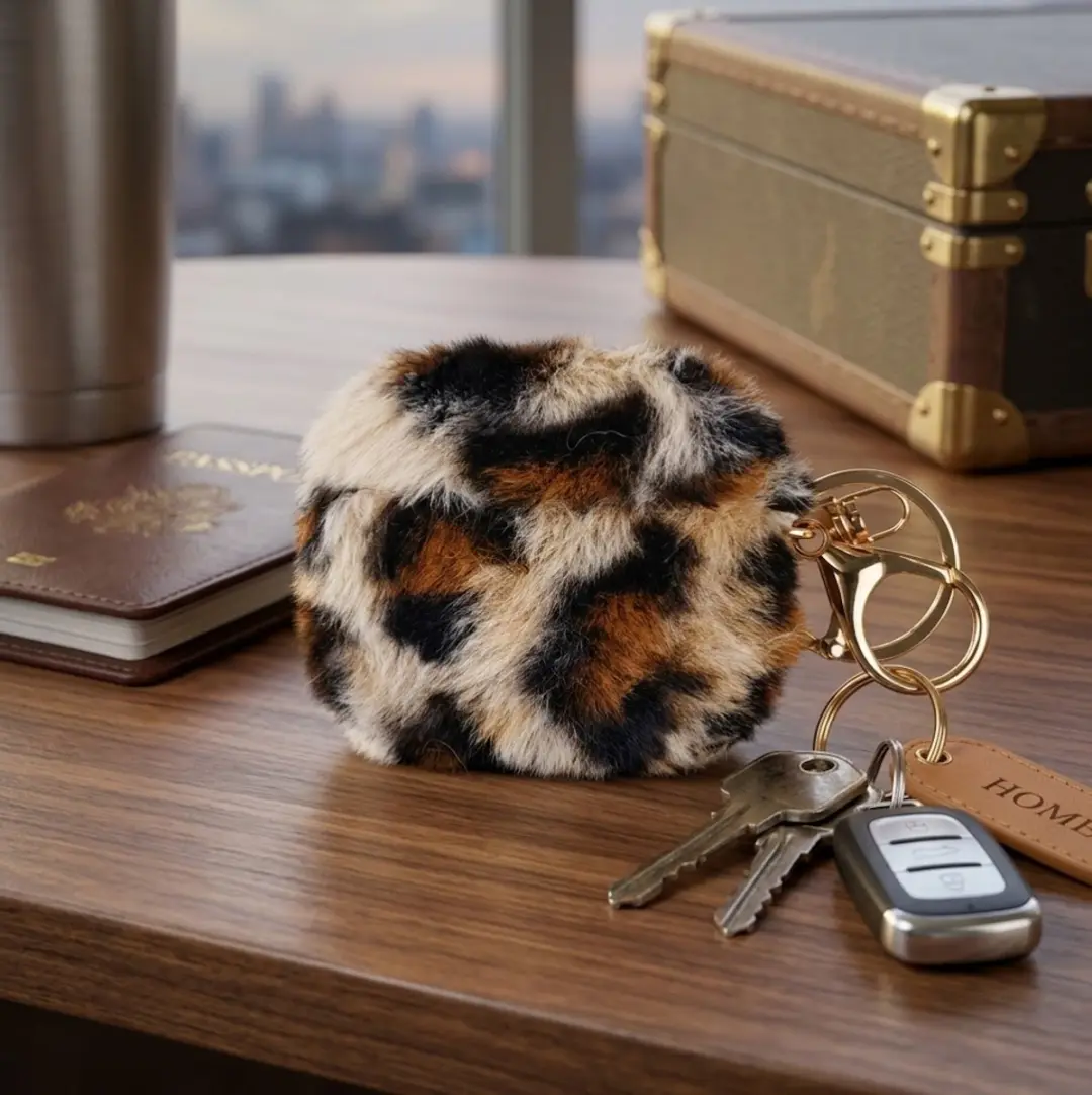 NUVEX Hoesje AirPods Pro 3 Lichtbruin - Luipaardprint Pluche