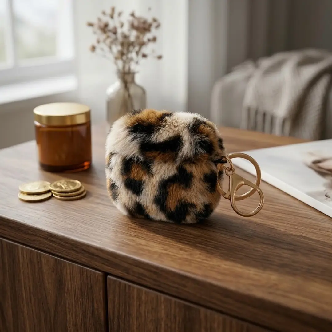 NUVEX Hoesje AirPods Pro 3 Lichtbruin - Luipaardprint Pluche