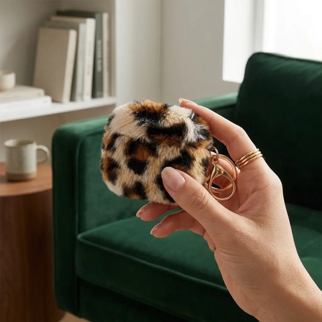 NUVEX Hoesje AirPods Pro 3 Lichtbruin - Luipaardprint Pluche