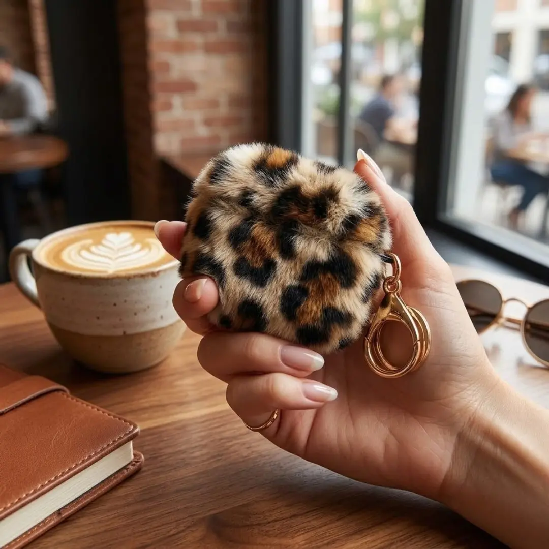 NUVEX Hoesje AirPods Pro 3 Lichtbruin - Luipaardprint Pluche