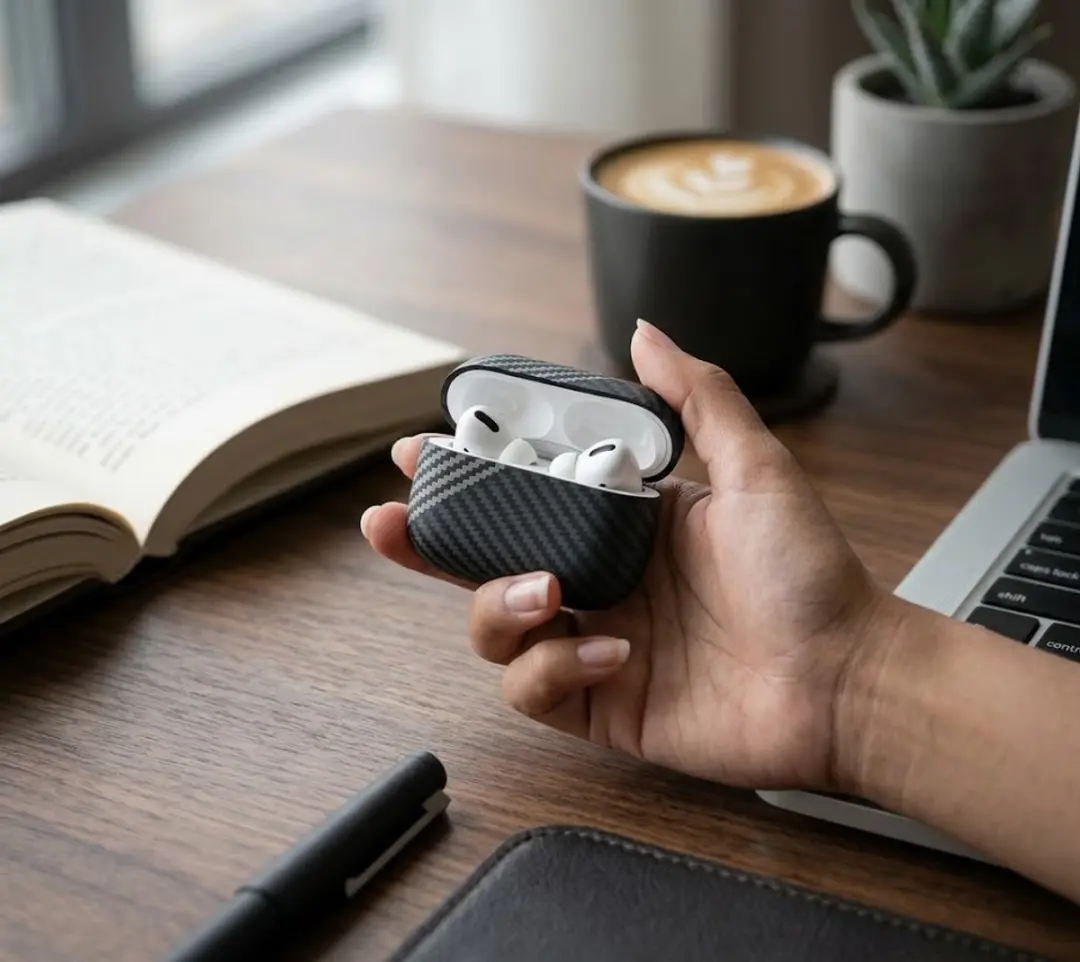 NUVEX Carbon Fiber Hoesje AirPods Pro 2 - Diepgrijs