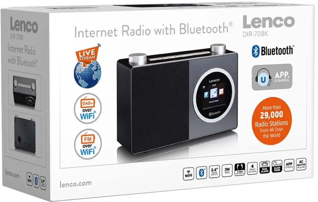 Lenco DIR-70BK Internetradio - 3W - Zwart-Zilver