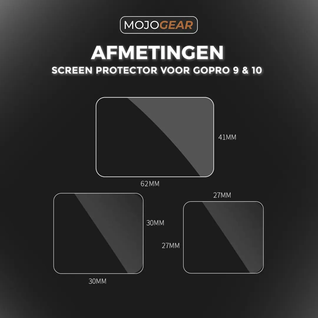 MOJOGEAR MG-97 Beschermset GoPro Hero 9/10/11/12 - 3x Screenprotector & Hoes - Zwart/Transparant