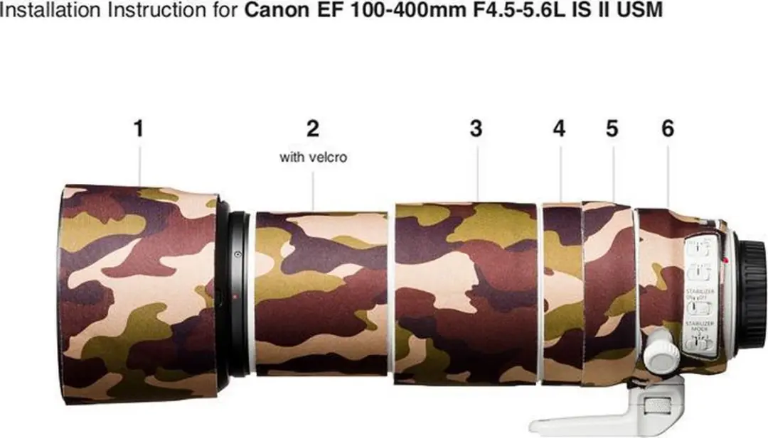 EasyCover Lens Oak Brown Camo - Camerahoesje voor Canon EF 100-400mm f/4.5-5.6L IS II USM