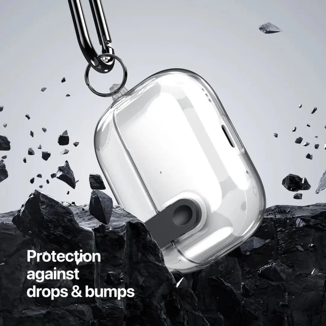 Dux Ducis PECL Hoesje AirPods 4 - Transparant - Aluminium Haak