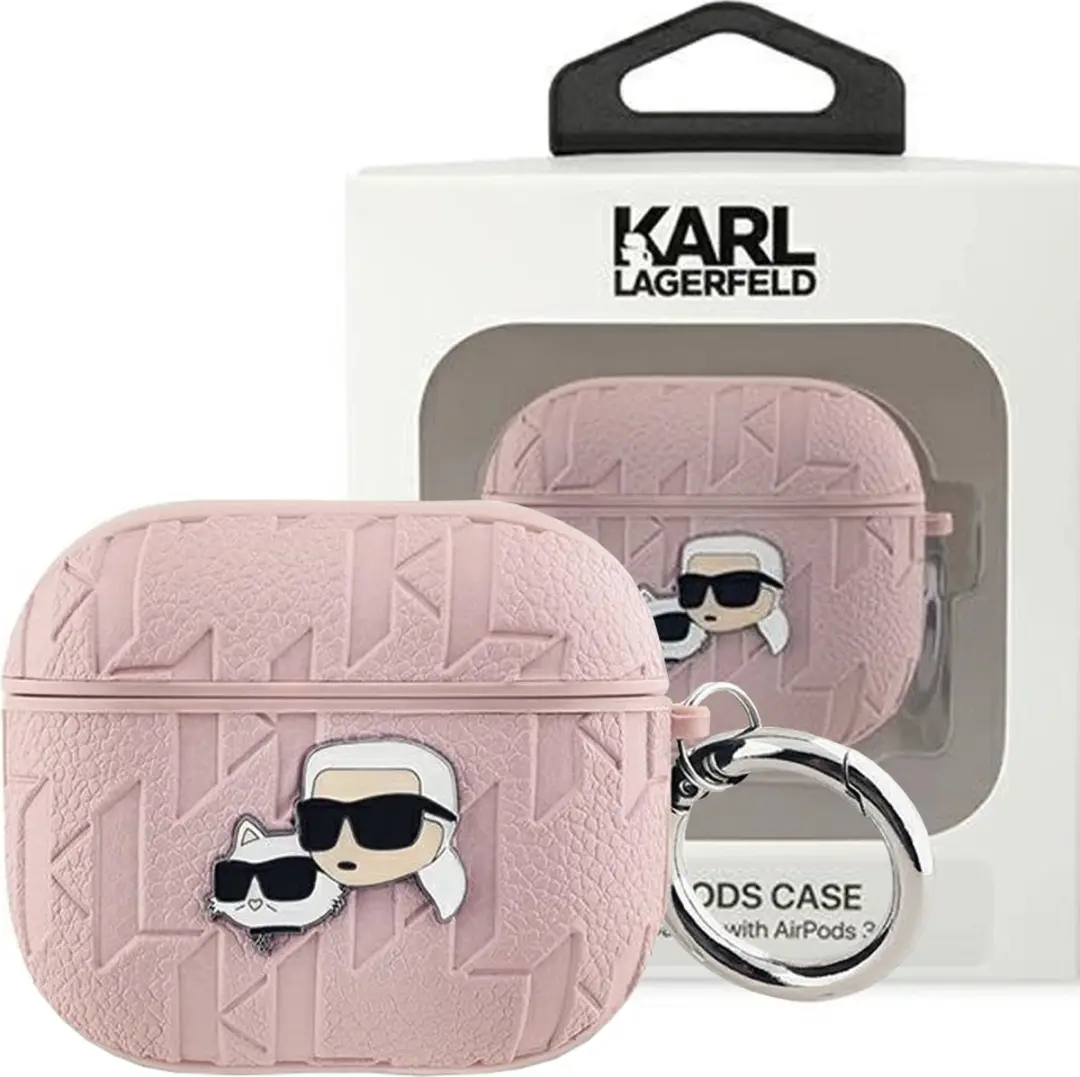 Karl Lagerfeld Monogram Karl & Choupette AirPods 3 Hoes - Roze