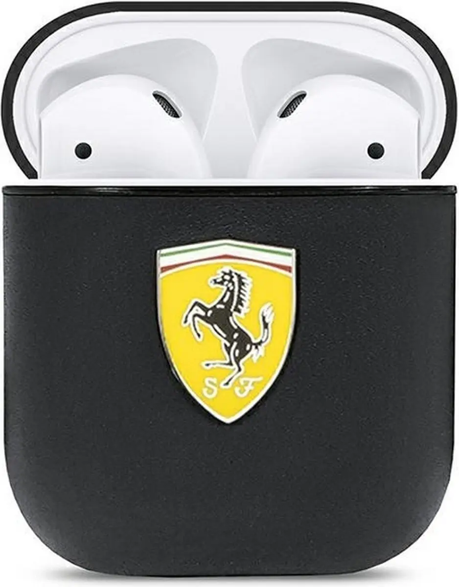 Ferrari On-Track Leather Case Apple AirPods 1/2 - Zwart