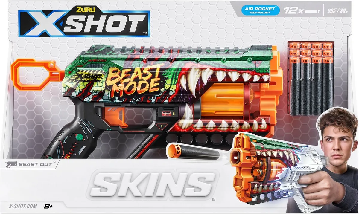 XSHOT ZURU X-Shot Skins Griefer - Bearst Out - 12 Darts - afbeelding 5 van 6