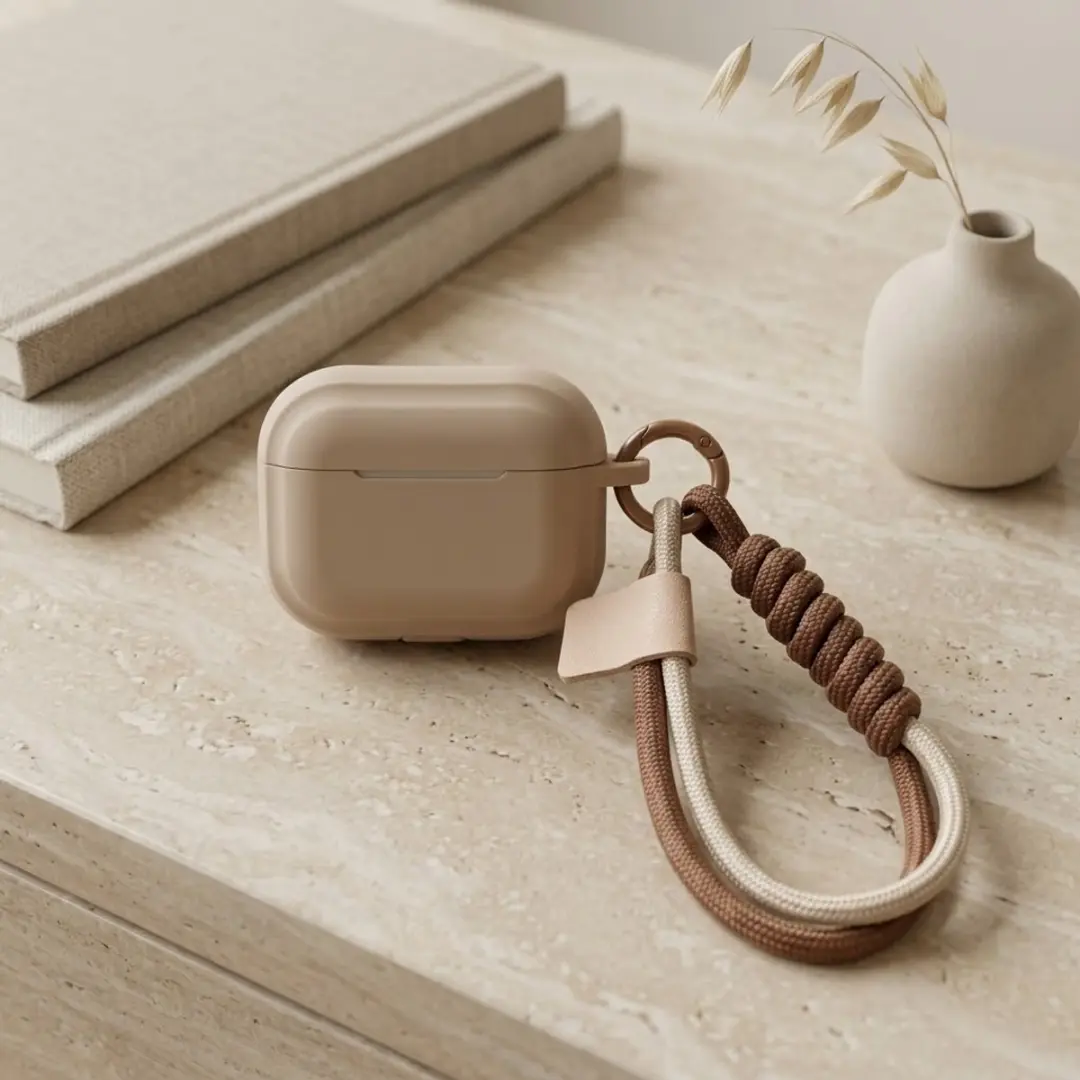 NuveX Hoesje AirPods Pro 2 - Abrikoos met koord & karabijnhaak