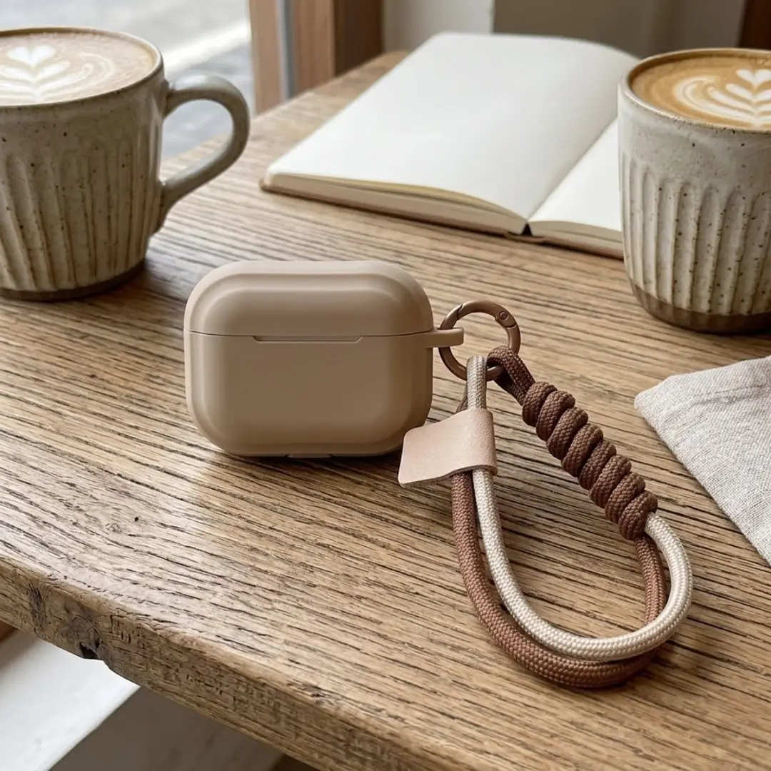 NuveX Hoesje AirPods Pro 2 - Abrikoos met koord & karabijnhaak