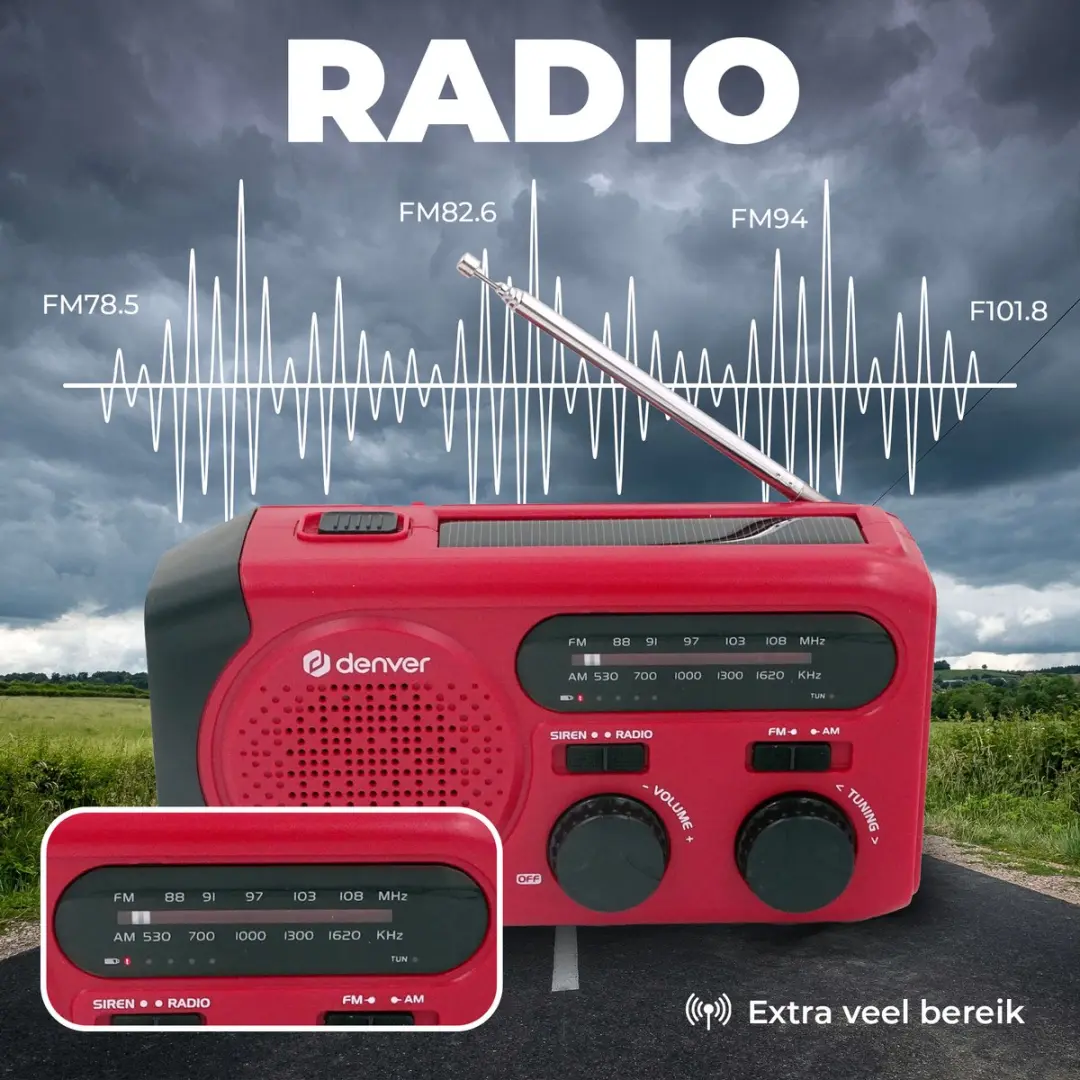 Denver FM Noodradio SCR2010 Powerbank - Rood - 5W