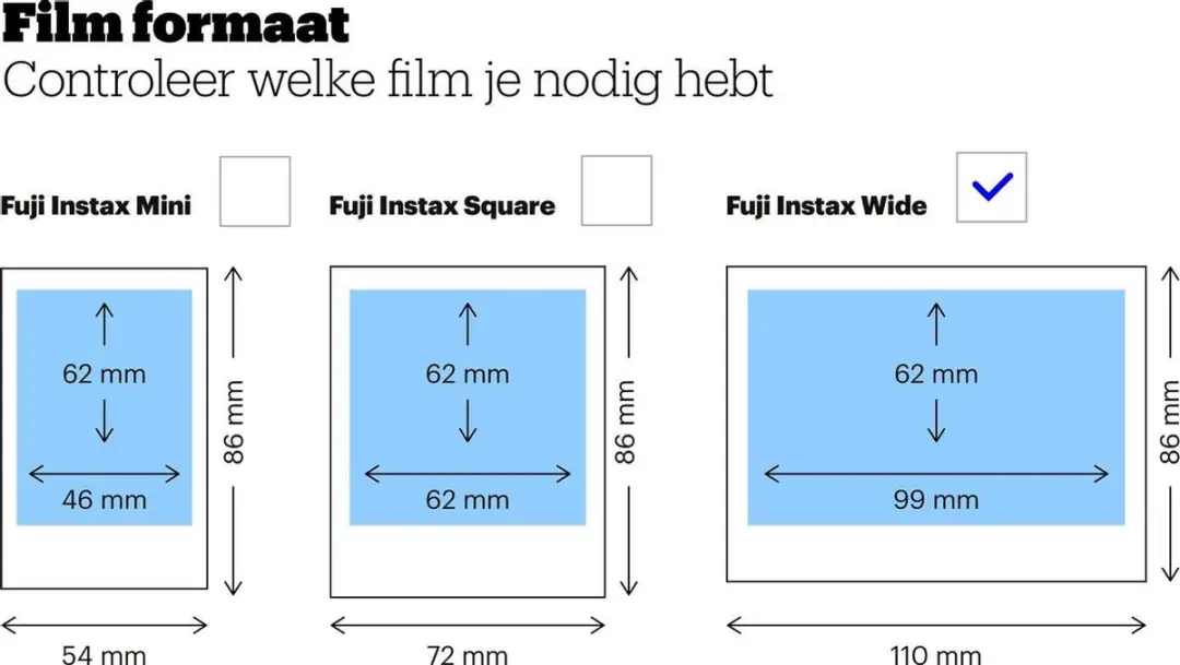Fujifilm instax Wide Film Monochroom - 10 Stuks - Zwart